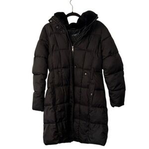 Ralph Lauren Black Puffer Coat Faux Fur Hood Parka Jacket Womens‎ M